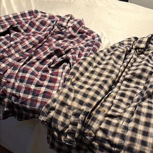 Old Navy mens flannel Plaid Shirts lot of 2 large